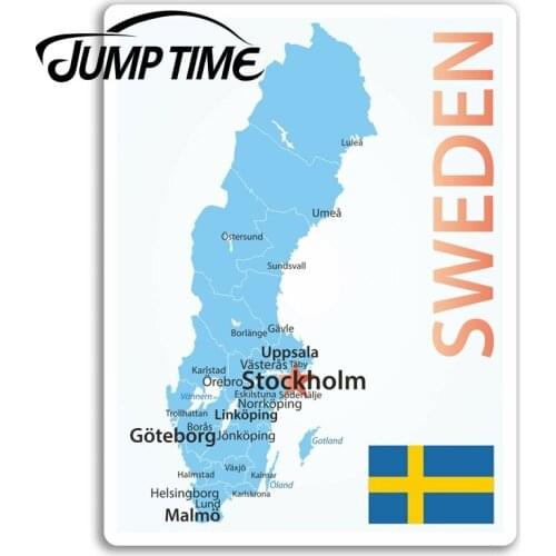 Jump Time for Sweden Map Vinyl Stickers Travel Flag Sticker Laptop Luggage Truck Window Bumper Decal Waterproof Accessories
