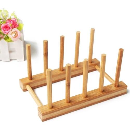 WSFS Hot Dish Rack Pots Wooden Plate Stand Wood Kitchen Cup Display Drainer Holder NEW