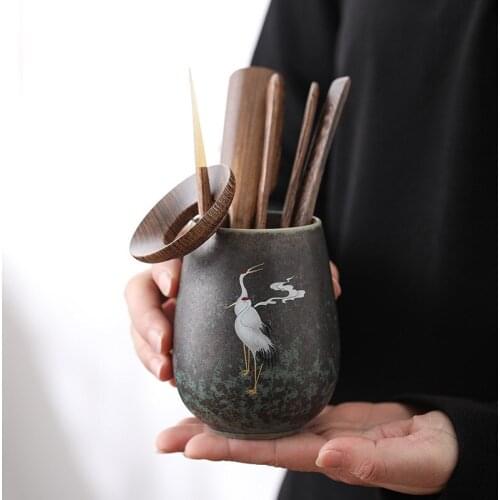 Japanese Kiln Huan Cai Tea Ceremony Liujunzi Wenge Wood Set of Tea Ceremony Ceramic Kung Fu Tea Ceremony Zero Tea Set Siteel