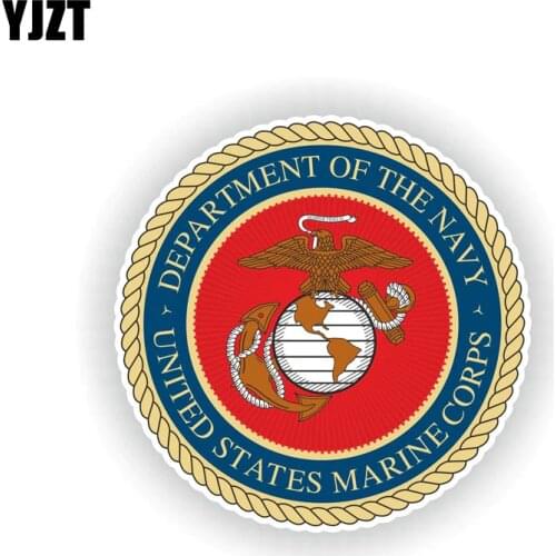 YJZT 13.3CM*13.3CM Funny USMC Marine Corps Car Body Helmet Decal Car Sticker 6-2156