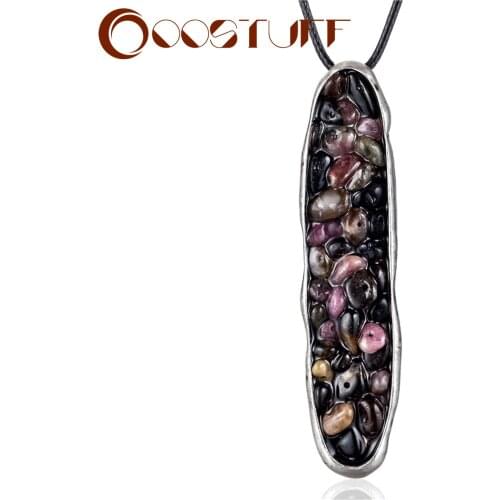 Colorful Stones Pendant Necklaces for Women Vintage Statement necklaces & pendants collares mujer choker kolye bijoux femme 2021
