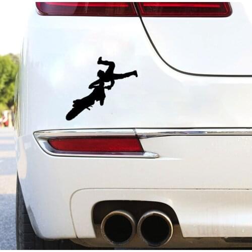 16.1CM*14.2CM Motorcycle Racer Motocross Jump Stunt Fashion Stickers Decals Car Styling Black/Silver N1653