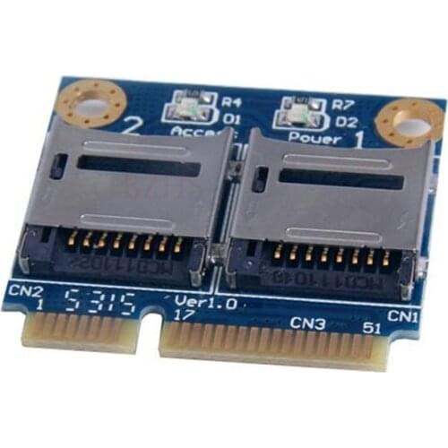 2 ports SSD HDD for Laptop Dual Micro SD SDHC SDXC to Mini PCI express Memory Card reader mPCIe to 2 mini-sdcards adapter