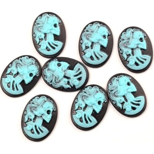 20pcs 25x18mm Skull Resin Flatback Cabochon Jewelry Findings Scrapbooking For Jewelry Making Supplies & Accessories For Pendants