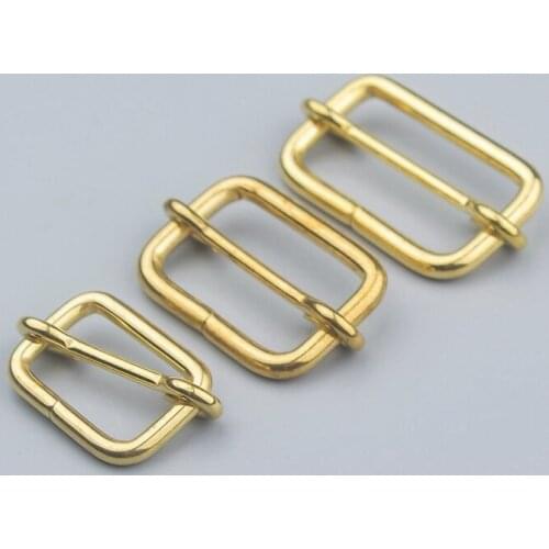 25-38mm Inner Brass Shoulder Bag Strap Belt Adjust Tri-Glide Wire-Formed Roller Pin Buckles Slider Leather Craft Adjuster Ring