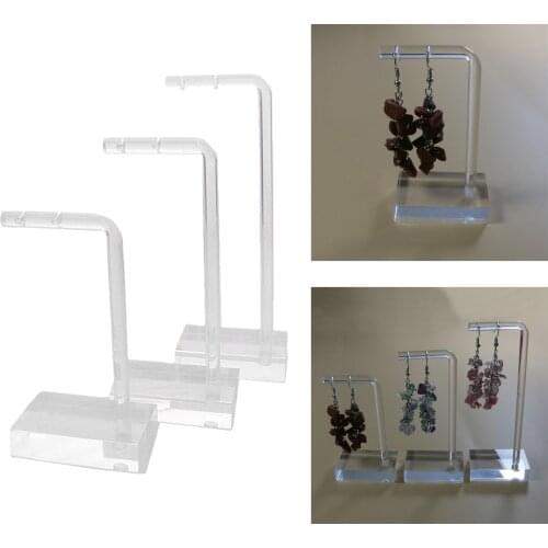 3pcs Clear Acrylic Drop Earrings Stud Jewellery Display Stand Rack, L/M/S