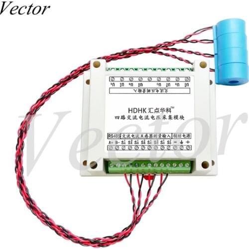 4 channels AC current voltage frequency acquisition measurement transmitter sensor RS485 module