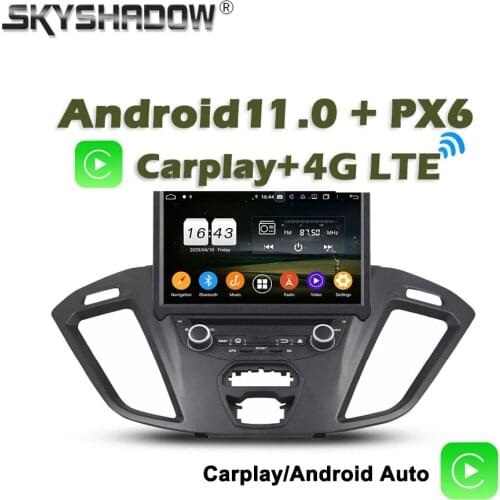 720P Wireless Carplay PX6 Android 10.0 4G + 64GB Car DVD Player GPS RDS Radio Wifi Bluetooth For Ford Transit Custom 2013 - 2018