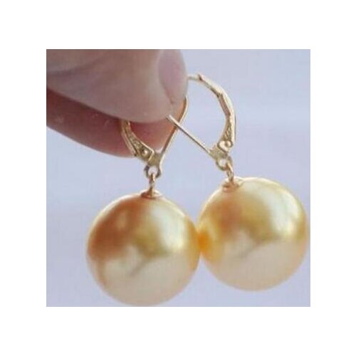 Free shipping luxury Noble jewelry charming AAA10-11MM ROUND SOUTH SEA GOLD PEARL EARRING