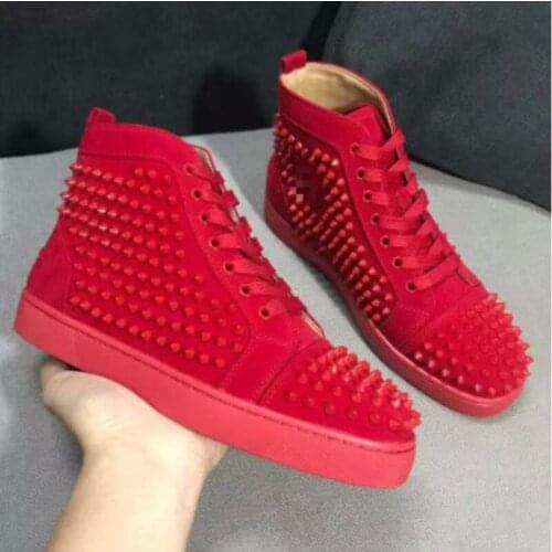 New Rivet Shoes Couple Ankle Boots Flat Heel Platform Boots Womens Large Size Brand Designer High Top Boots Mens Sneakers A25