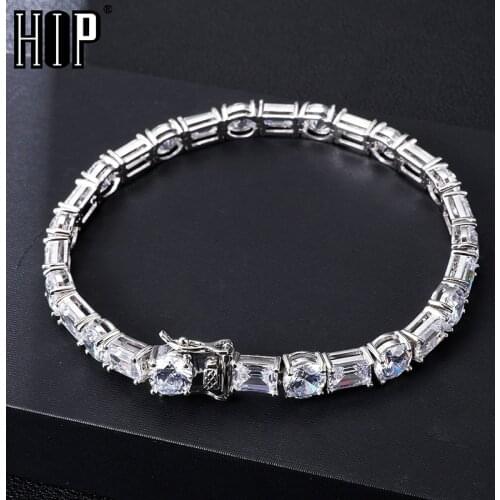 Hip Hop 7MM Iced Out Tennis Chain Copper AAA+ Cubic Zirconia Stones Bracelet For Women Men Jewelry