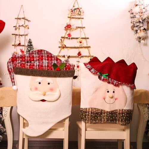 Christmas Chair Back Cover, Cartoon Plaid Cute Christmas Sheath Festival Party Home Decorations, Increase The Atmosphere