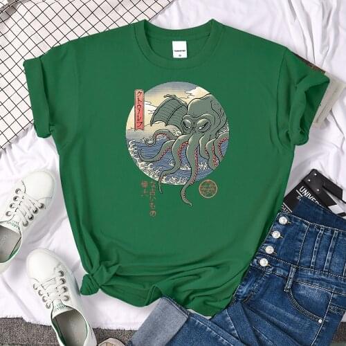 Ukiyoe Style Japanese Monster Prints T Shirt Womens Cartoon S-XXXL T-Shirt Harajuku Fashion Tops Casual Comfortable Tshirt Women