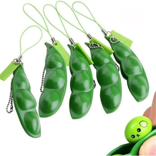 Fidget Toys Decompression Edamame Toys pop it Squishy Squeeze Peas Beans Keychain Cute Stress Adult Toy Rubber Boys Xmas Gift