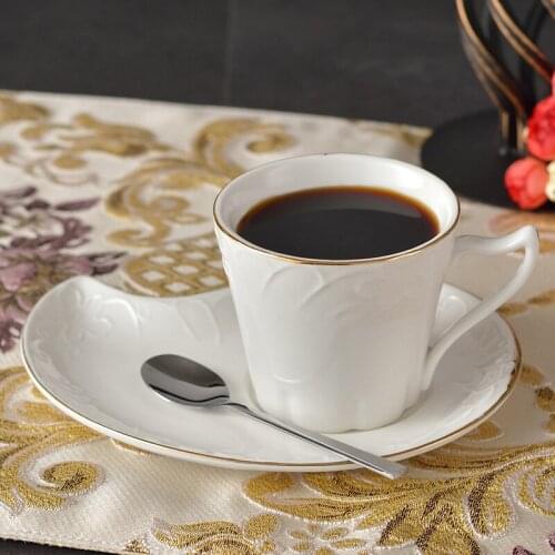 200ml European Style Court Ceramic Coffee Cup Mesh Porcelain Cup Plate Coffee Cup Plate Set