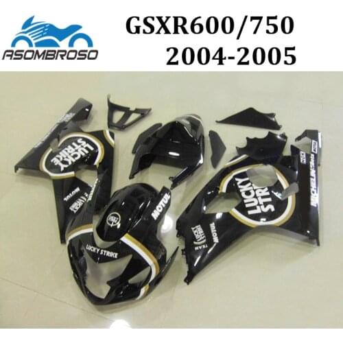 ABS Fairing kit For Suzuki GSXR750 GSXR600 2004 2005 custom aftermarket GSXR 750 04 05 black luck strike Fairings+Free gifts