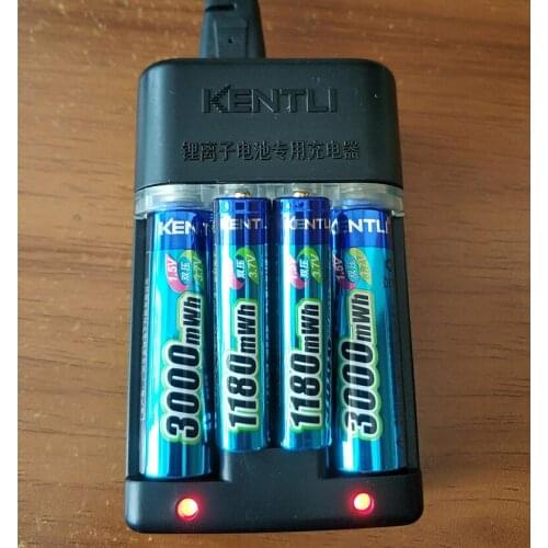 KENTLI 2pcs 1.5v 3000mWh AA+2pcs 1.5v 1100mWh AAA rechargeable Li-polymer li-ion lithium battery + 1 AA AAA tCharger(KT-CPH-57)