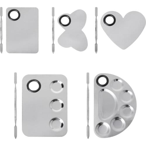 Stainless Steel Paint Palette Tray Mixing Rod Spatula Set For Watercolor Oil Painting Makeup