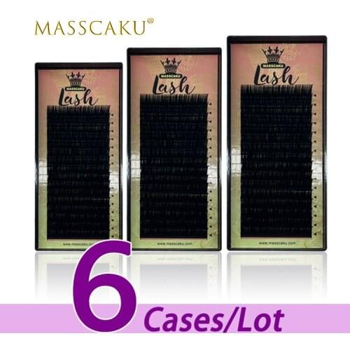 MASSCAKU 6case/lot 8-16mm & mix length classic individual matte eyelash volume tray premium mink eyelashes supplies vendor