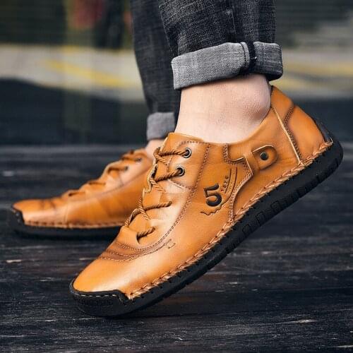 Fashion Business Man Shoe 2021 Summer Newest Hand Sewing Male Genuine Leather Leather Shoes Mens Plus Size 38-48 Casual Shoes