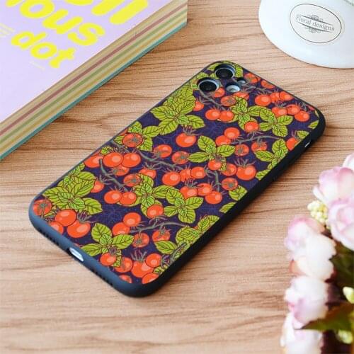 For iPhone Mysterious Night In Space Cherry Tomatoes Print Soft Matt Apple iPhone Case 6 7 8 11 12 Plus Pro X XR XS MAX SE