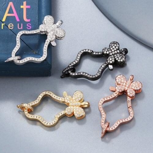Butterfly Irregular Clasps Hooks Copper Micro Pave Zirconia Jewelry Making Supplies DIY Bracelet Necklace Handmade Jewelry