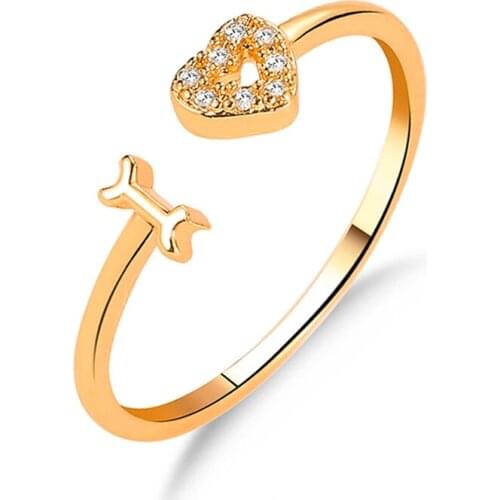 New Creative Sweet Cute Hollowing Out Heart Opening Finger Rings Delicated Silver Gold Color Crystal Romantic Rings Jewelry