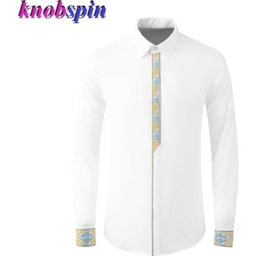 Elegant Male Shirts Luxury Royal Embroidery Long Sleeve Casual Mens Dress Shirts Fashion Slim Fit Party Man Shirts Plus Size 4XL