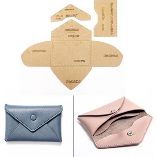 DIY Leather Card bag coin purse Sewing Pattern Hard Kraft paper Stencil Template 110x70mm