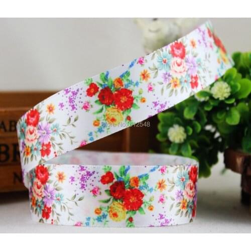 1412205,22mm flowers Series High quality Printed Polyester ribbon , DIY handmade materials, wedding gift wrap
