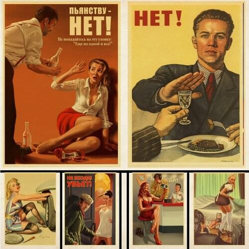 Stalin USSR CCCP retro poster kraft paper material decorative painting decoration living room bedroom bar cafe etc