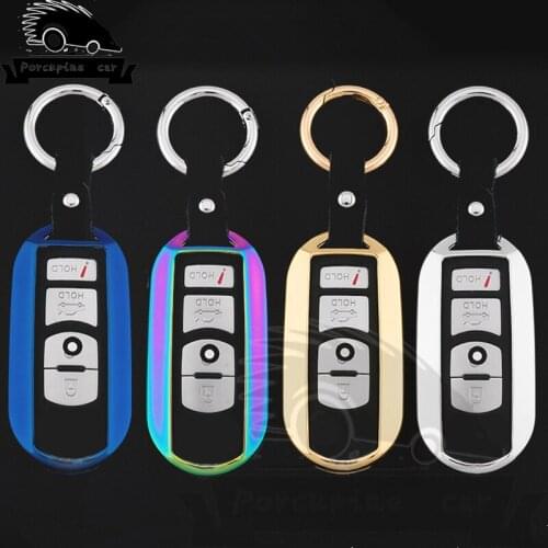 High quality zinc alloy Car Key Case Cover For Mazda 3,5, 6 CX-5 CX-7 3 Buttons Smart Key With Leather Button