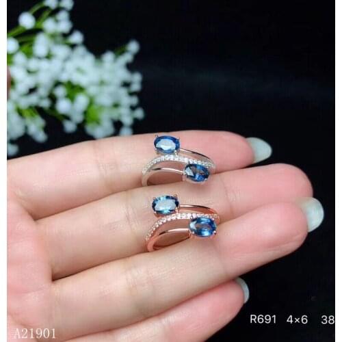 KJJEAXCMY boutique jewelry 925 Silver-inlaid Natural Sapphire Girl Ring Support Detection