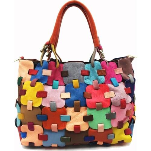 Womens Everyday Practical Handbag European And American Fashion Single Shoulder Bag Elegant Multi-color Patchwork Crossbody Bag