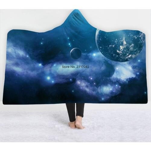 Dreamlike Starry Sky Universe Printed Bohemian Hooded Blanket for Adults Mandala Sherpa Fleece Woman Throw Blanket Microfiber