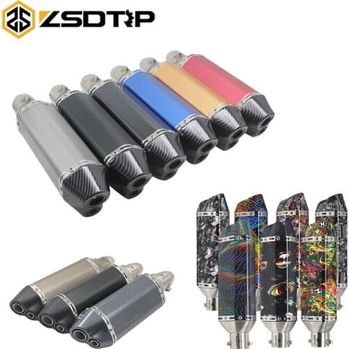 ZSDTRP Universal Muffler Pipe 51mm 51mm Modified Motorcycle Stainless Steel For sticker Exhaust Motorbike Escape DB Killer