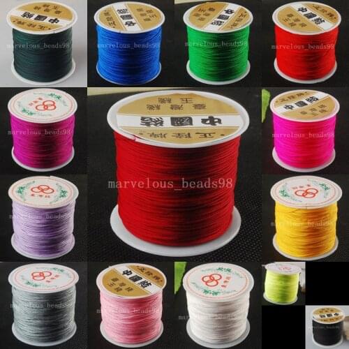 Free Shipping 0.4MM Nylon mix color Blue White Red Green Pink Rose Black Purple Blue Gold Beading Cord 60M 1Pcs WFH191