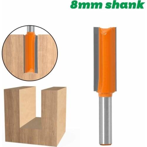 1Pcs 8mm Shank Flush Trim Lengthened Straight Router Bit Wood Working Tool Milling Trimming Machine Boring Cutter 8*14*39mm