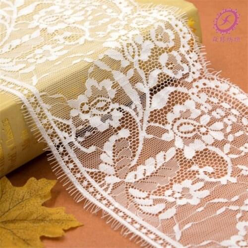 16.5cm Wide 3yards Voile one side Lace Black Shiny Eyelash Lace Fabric Lace Sewing Applique Wedding Decoration White lace Fabric