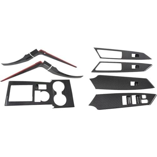 2 Set Car Accessories: 1 Set Gear Shift Panel Side Decor Trim & 1 Set Car Side Door Window Lift Switch Buttons Cover