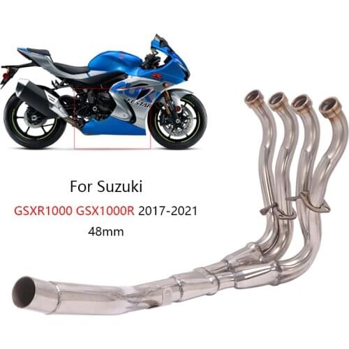 48mm for Suzuki GSXR1000 GSX1000R 2017-2021 Exhaust Pipe Motorcycle Front Link Tube Slip On Stock Muffler Escape Stainless Steel