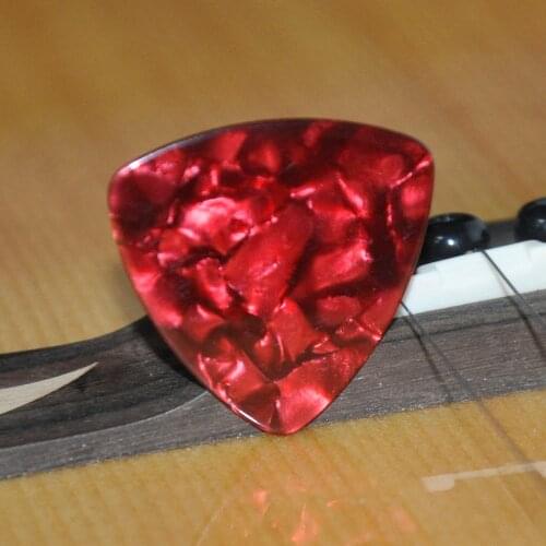 Lots of 50pcs Red Pearl 0.71mm 0.96mm Big Rounded Triangle Celluloid Guitar Picks