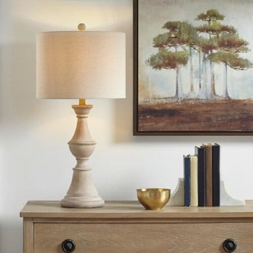 American country pastoral style wood art fabric retro warm bedroom bedside table lamp living room study personality table lamp