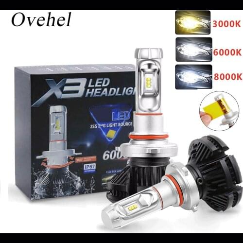 Car Led Headlight ZES 50W 6000LM H4 LED H7 Car Headlight 3000K/6500K/8000K X3 H1 H11 LED 9005 HB3 9006 HB4 LED Fog Lamp Auto