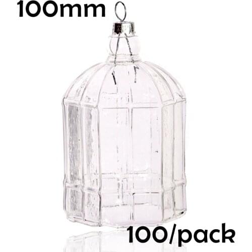 Free Shipping DIY Paintable Christmas Xmas Decoration Ornament/Ball 100mm Glass Bird Cage, 100/Pack