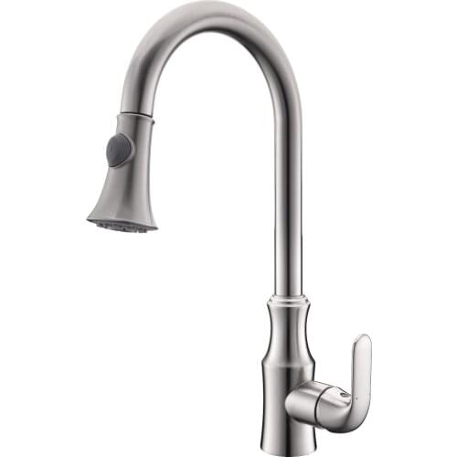 Free ship brushed nickel clour One Hole deck mounted Single Handle Pull-down Kitchen Faucet mixer tap 2016 new