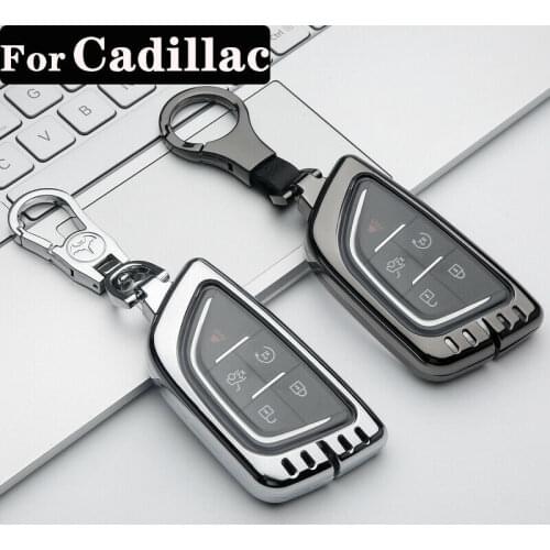 Zinc Alloy+TPU Car Key Cover For Cadillac CT5 CT4 2020 5 Buttons Keychain Holder Smart Keyless Remote Protector Car Accessory