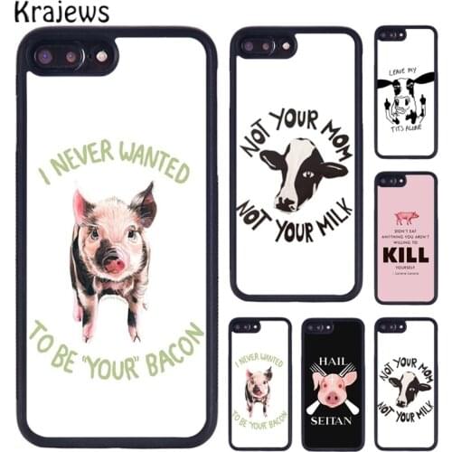 Krajews Vegan Love Animal Pig Cow TPU Phone Case For iPhone 5 6S 7 8 Plus 11 12 Pro X XR XS Max Samsung Galaxy S6 S7 S8 S9 S10