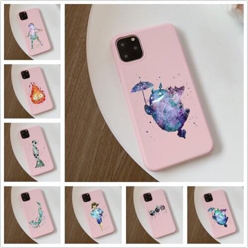 My Neighbor Totoro Anime pink soft Cover phone Case for iPhone 11 Pro Max X XR XS Max 8 7 6s 6Plus 12mini 12pro max SE TPU shell
