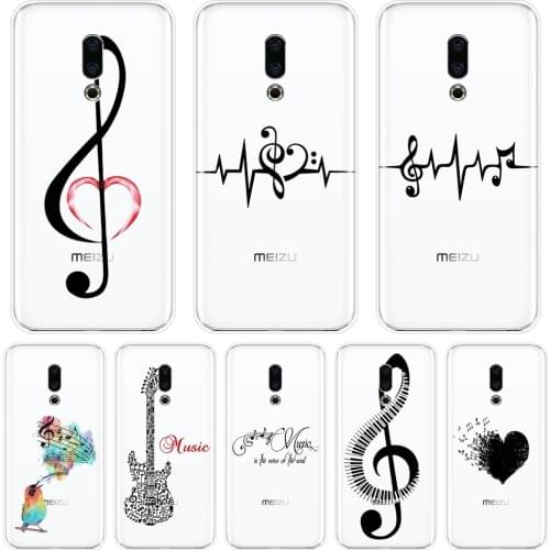 For Meizu U10 U20 Pro 6 7 Plus Phone Case Silicone Music Note Heart Guitar Soft Back Cover For Meizu 16th 16x 15 Lite 16 Plus